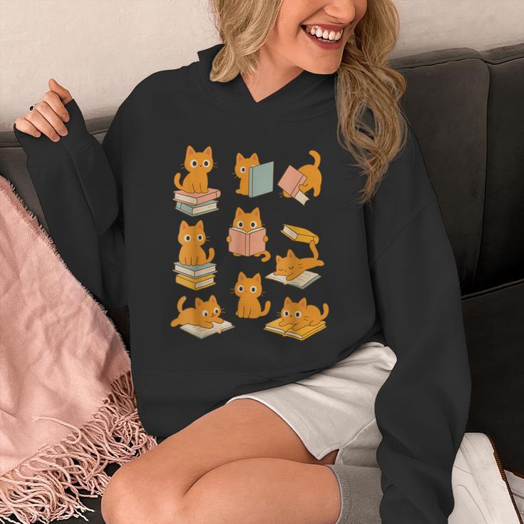 Orange Cats Reading Books Cat Lover Unisex Hoodie