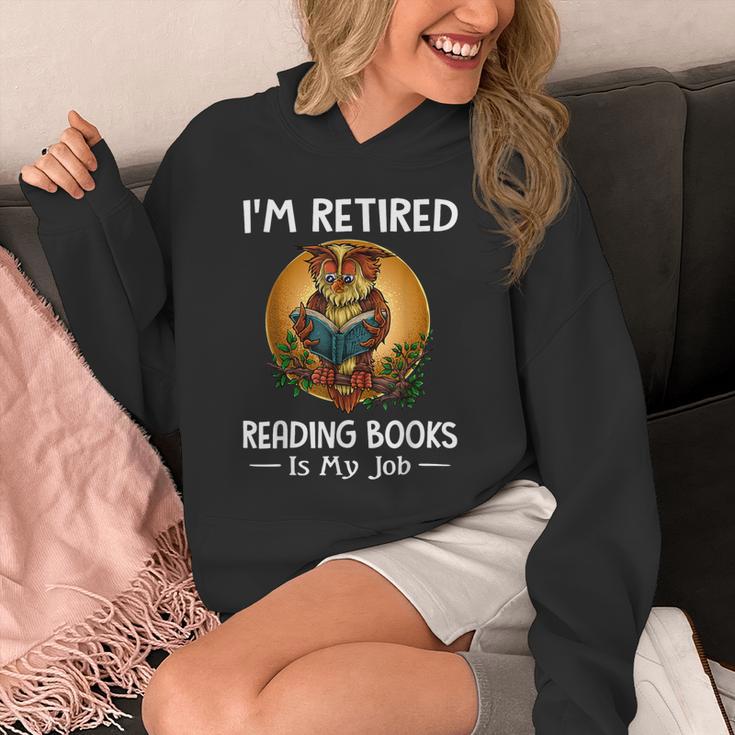 Owl I'm Retired Reading Books Is My Job Unisex Hoodie