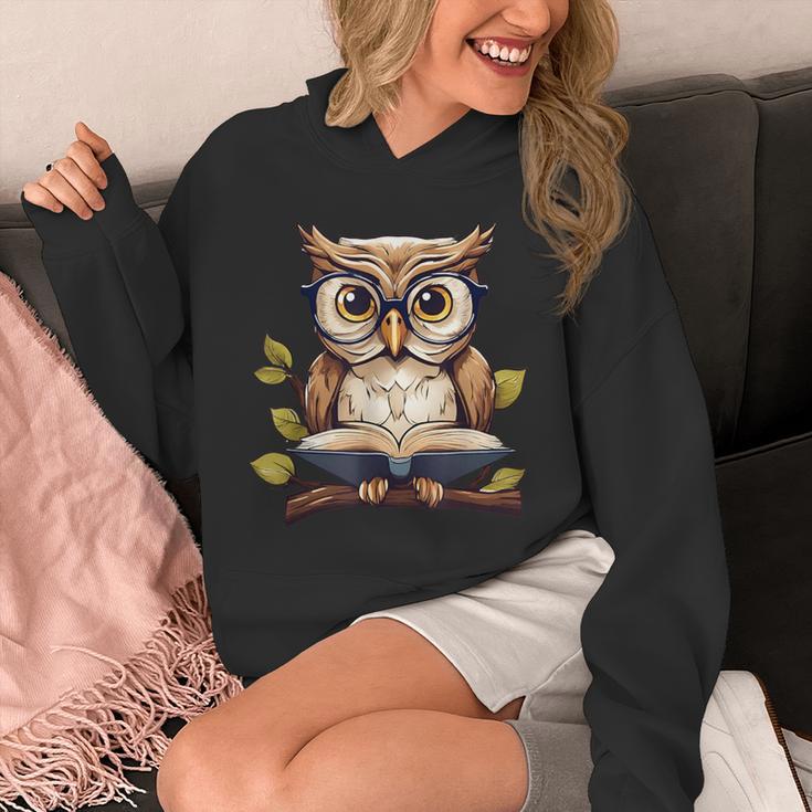 Owl Reading A Book Perched On A Branch Bookworm Unisex Hoodie Owl Reading A Book Perched On A Branch Bookworm Unisex Hoodie