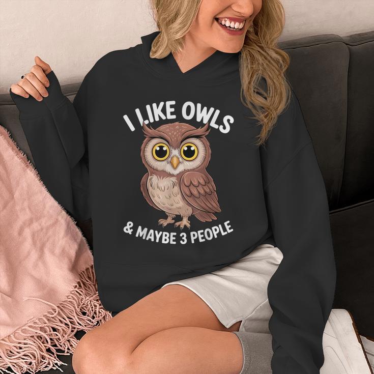 I Like Owls And Maybe 3 People Introvert Humor Casual Unisex Hoodie I Like Owls And Maybe 3 People Introvert Humor Casual Unisex Hoodie