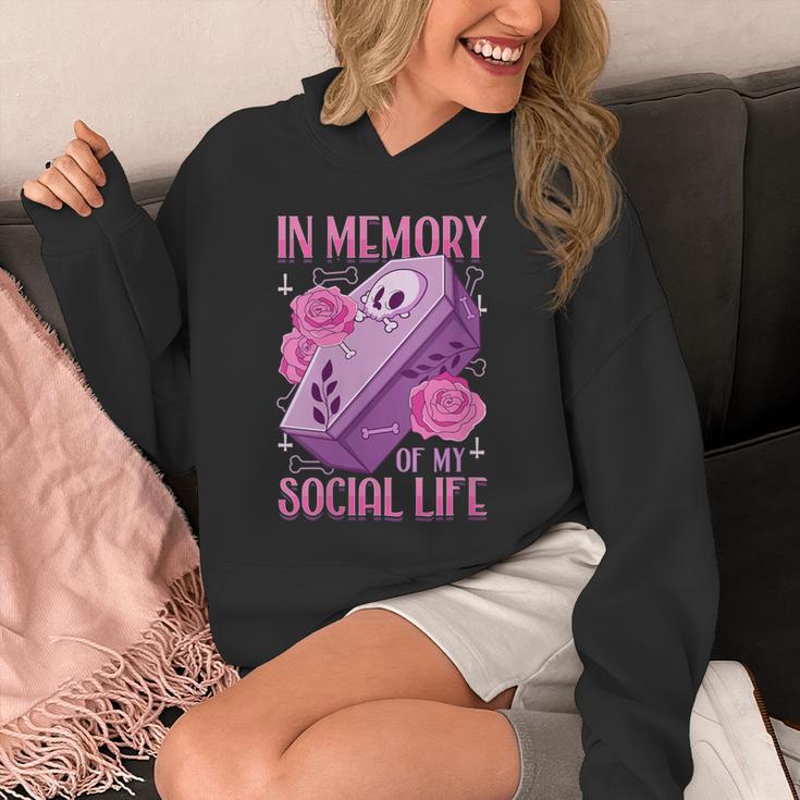 Pastel Goth In Memory Of My Social Life Coffin & Pink Roses Unisex Hoodie