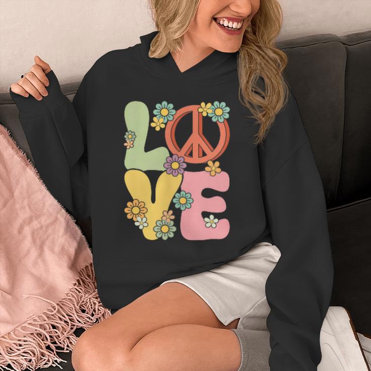 Peace Sign Love Groovy Vibes Costume Nostalgia 1980s Fashion Unisex Hoodie