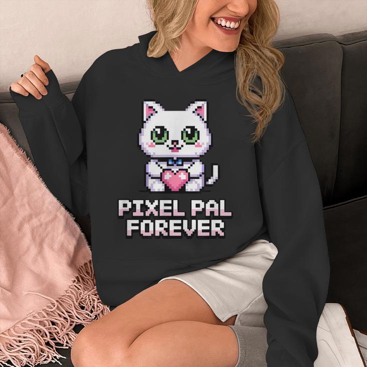 Pixel Art Pet Cat Y2K Retro Vintage Digital Nostalgia Tech Unisex Hoodie