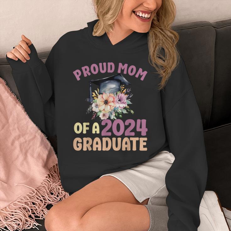 Proud Mom Of a 2024 Graduate Floral Flower Family Graduation Unisex Hoodie