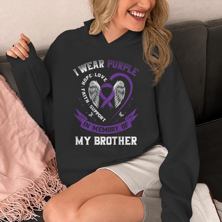Purple In Memory Of Brother Alzheimers Awareness Back Print Unisex Hoodie