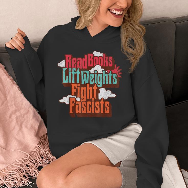 Read Books Lift Weights Fight Fascists Reading No Kings Unisex Hoodie