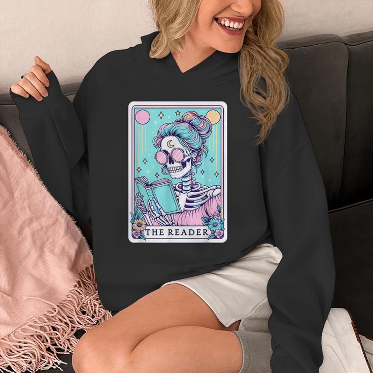 The Reader Retro Reading Skeleton Books Flowers Tarot Card Unisex Hoodie