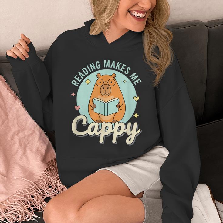 Reading Makes Me Cappy Bookworm Capybara Book Reading Unisex Hoodie