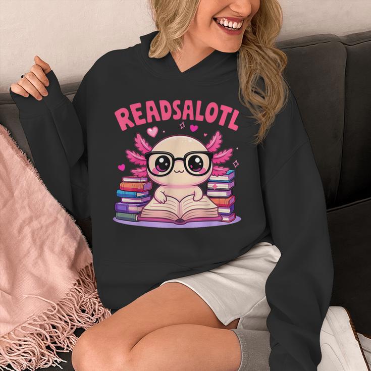 Readsolotl Pink Kawaii Axolotl Book Lover Reading Unisex Hoodie
