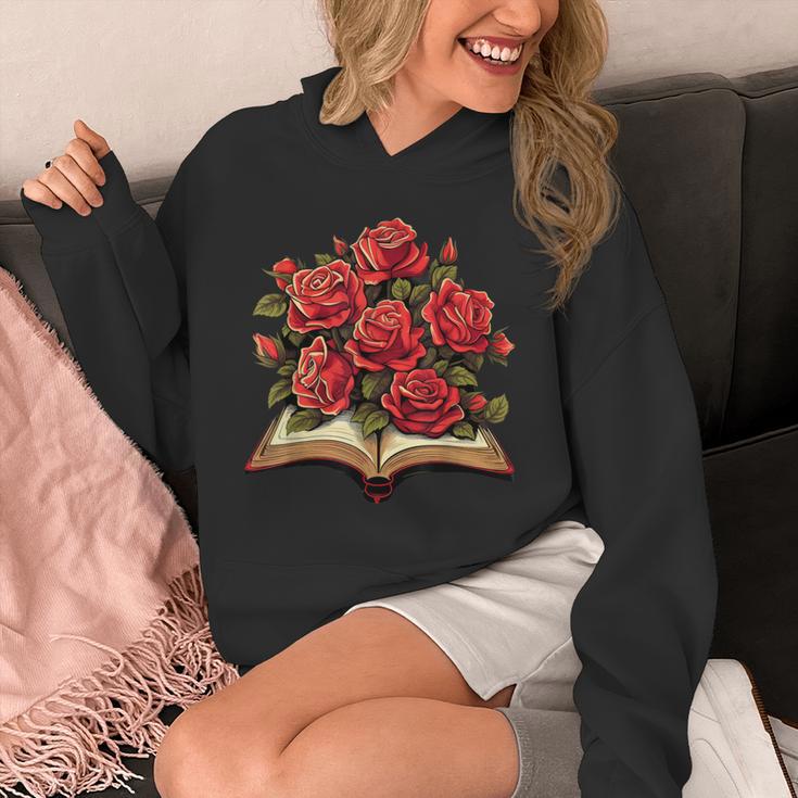 Red Roses Flowers Book Floral Unisex Hoodie Red Roses Flowers Book Floral Unisex Hoodie