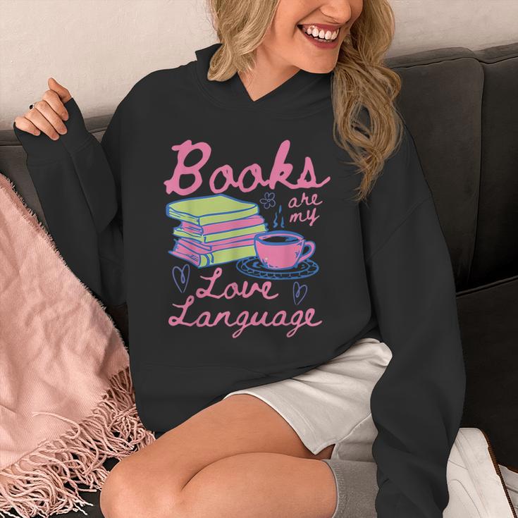 Retro Books Are My Love Language Valentine Book Lovers Unisex Hoodie