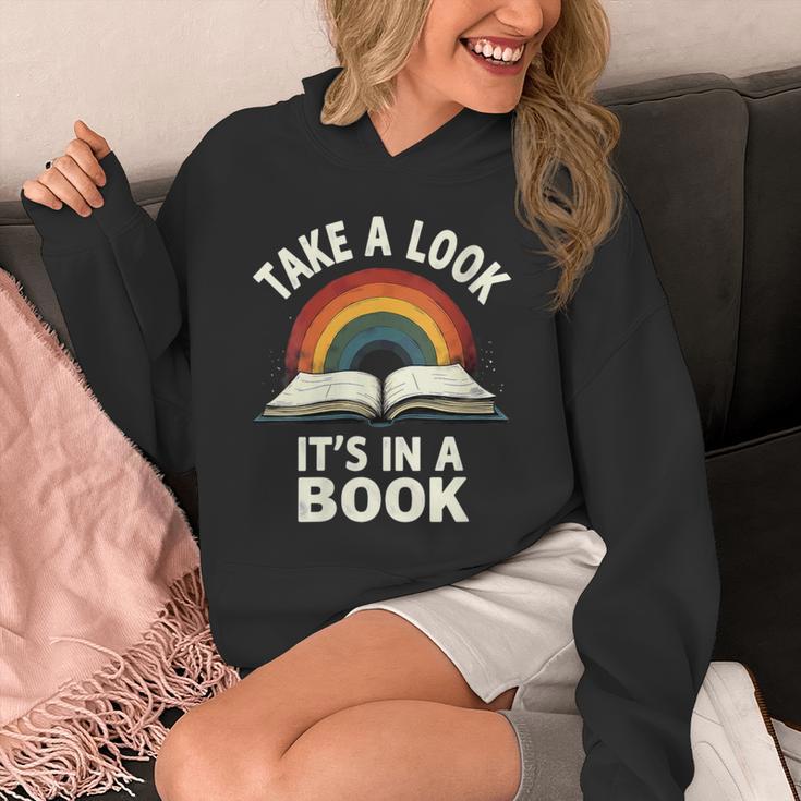 Retro Rainbow Take A Look It's In A Book Reading Unisex Hoodie