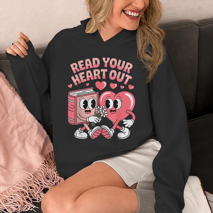 Retro Read Your Heart Out Valentine's Day Teacher Book Lover Unisex Hoodie