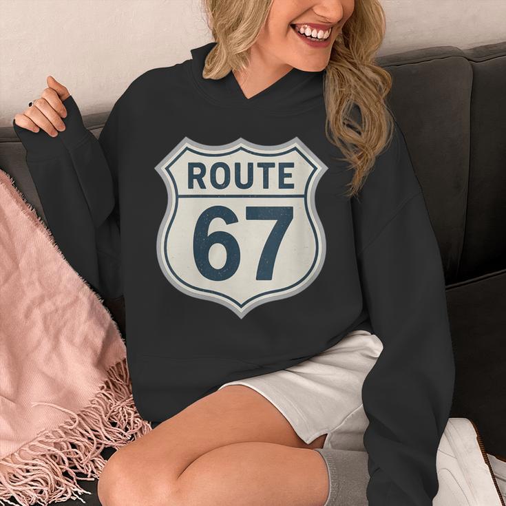 Retro Route 67 Highway Sign Vintage Road Nostalgia Unisex Hoodie Retro Route 67 Highway Sign Vintage Road Nostalgia Unisex Hoodie