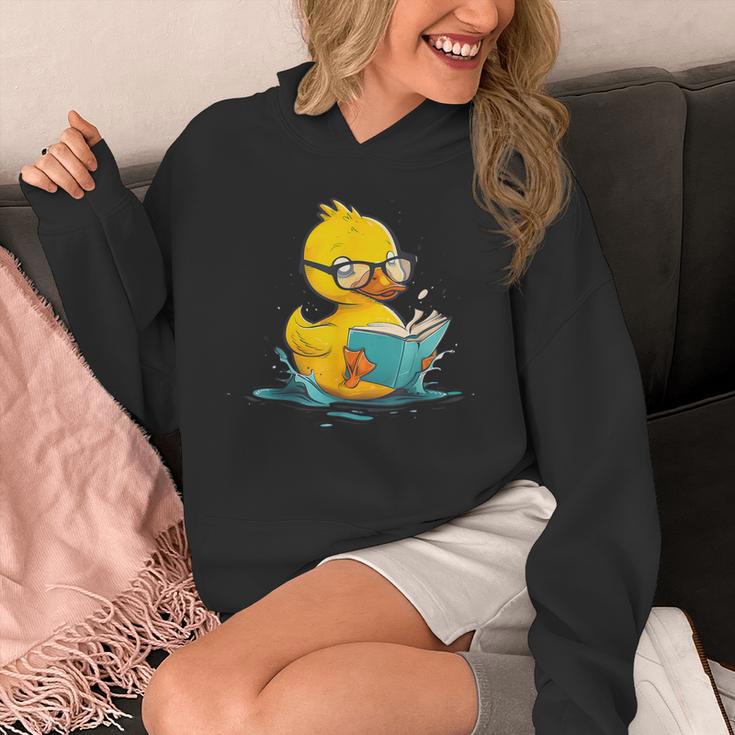 Rubber Duck Reading Book Reader Books Rubber Duckie Unisex Hoodie