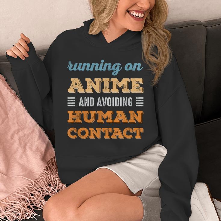 Running On Anime Social Introvert Humor Vintage Unisex Hoodie