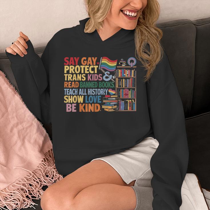 Say Gay Protect Trans Kids Read Banned Books LGBTQ Gay Pride Unisex Hoodie