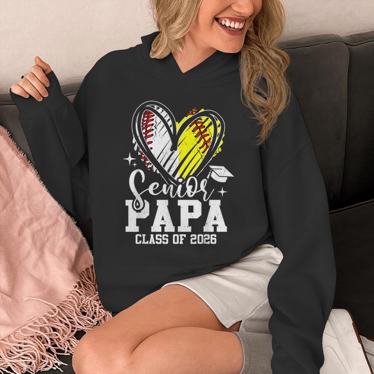 Senior Papa Class Of 2026 Baseball Softball Graduation Heart Unisex Hoodie