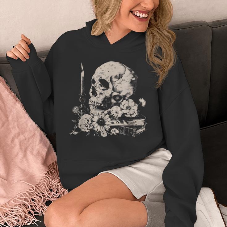 Skull Books Flowers Goth Reader Grunge Dark Alt Aesthetic Unisex Hoodie Skull Books Flowers Goth Reader Grunge Dark Alt Aesthetic Unisex Hoodie