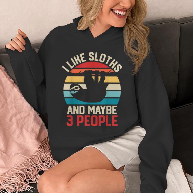 I Like Sloths And Maybe 3 People Sloth Lover Introvert Retro Unisex Hoodie