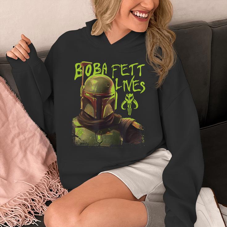 Star Wars The Book Of Boba Fett Neon Boba Fett Lives Poster Unisex Hoodie