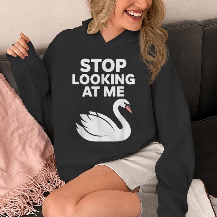 Stop Looking At Me Swan Introvert Humor Unisex Hoodie