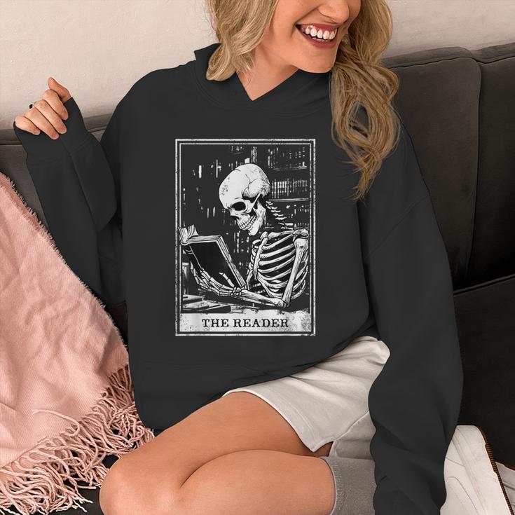 Tarot Card Shirt The Reader Tarot Skeleton Reading Book Unisex Hoodie