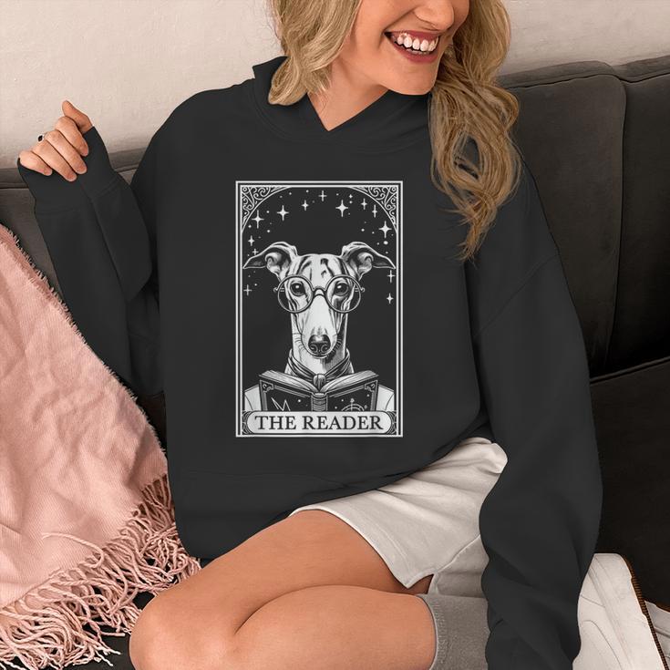 Tarot Card Vintage Whippet Dog Book Lover The Reader Unisex Hoodie