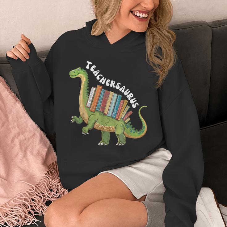Teachersaurus Dinosaur Teachers Dino Reading Book Librarian Unisex Hoodie