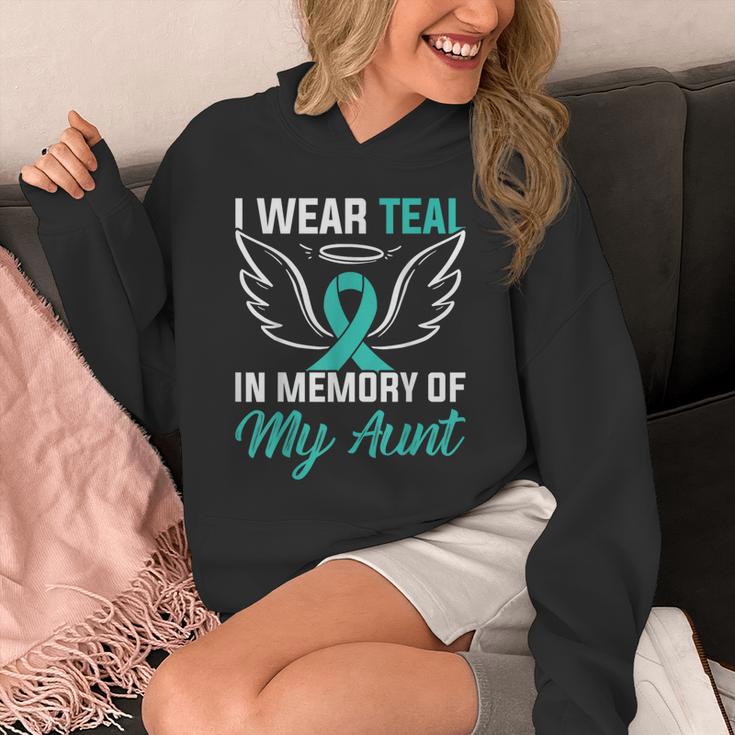 Teal In Memory Of My Aunt Ovary Ovarian Cancer Teal Ribbon Unisex Hoodie Teal In Memory Of My Aunt Ovary Ovarian Cancer Teal Ribbon Unisex Hoodie