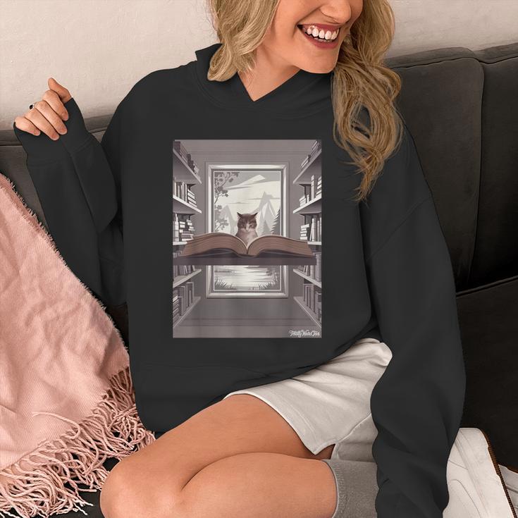 Totally Weird Tees Cat Library Book Reading Literary Unisex Hoodie Totally Weird Tees Cat Library Book Reading Literary Unisex Hoodie