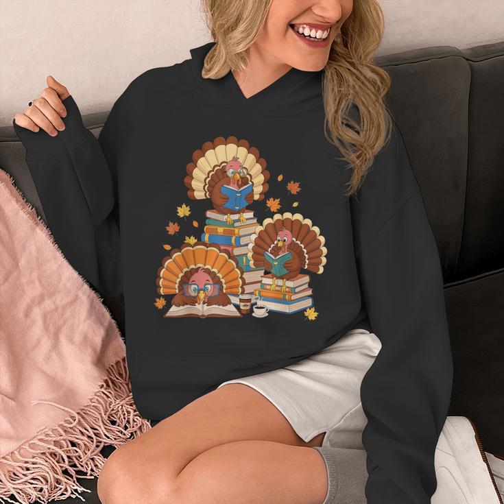 Turkey Read Books Reading Fall Thanksgiving Teacher Unisex Hoodie