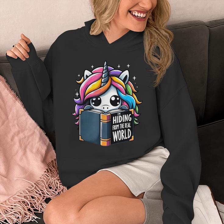 Unicorn Reading Book Reader Introvert Book Lover Humor Unisex Hoodie