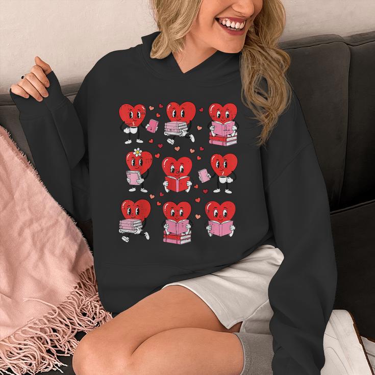 Valentines Day Librarian Heart Reading Book Women Men Kids Unisex Hoodie