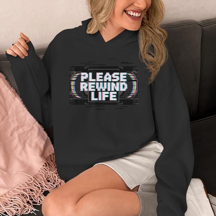 VHS Tape Rewind Glitch 90s Retro Nostalgia Please Rewind Unisex Hoodie