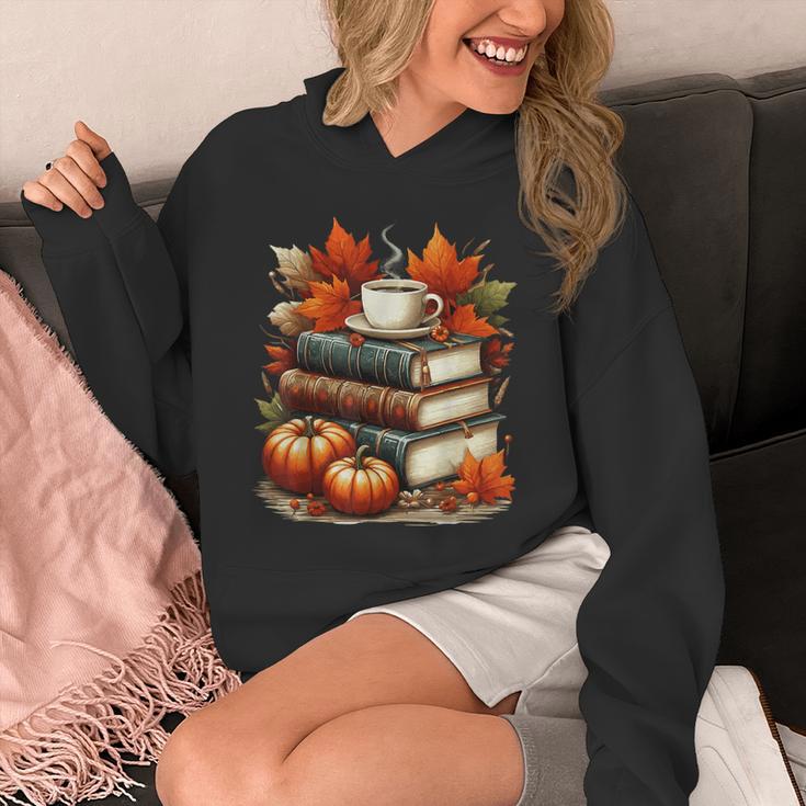 Vintage Autumn Books Coffee Pumpkin Fall Reading Unisex Hoodie