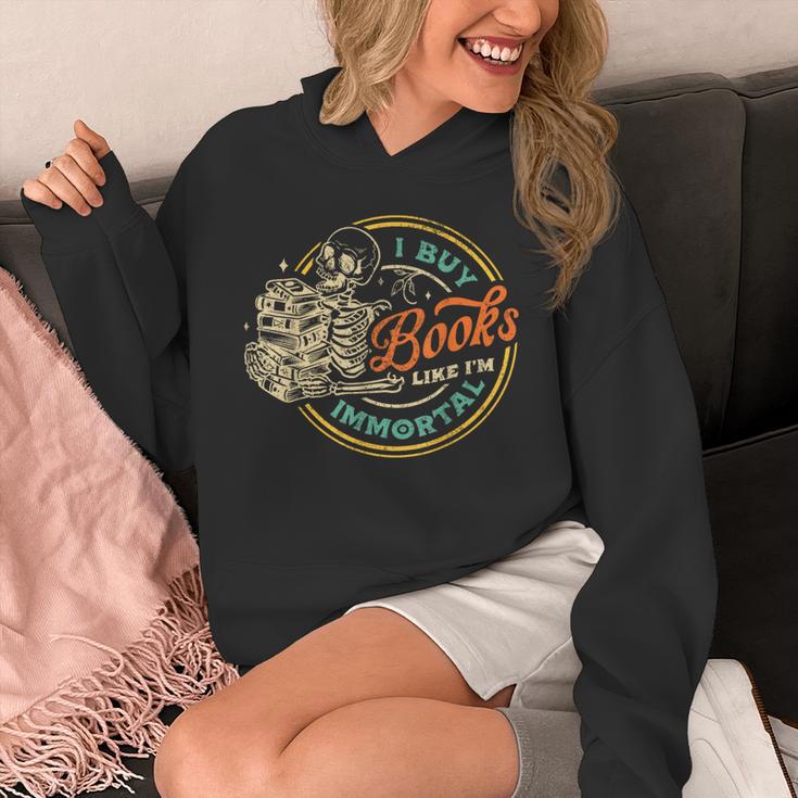 Vintage I Buy Books Like I'm Immortal Skeleton Reading Book Unisex Hoodie