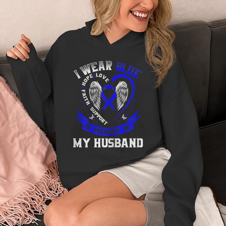 I Wear Blue In Memory Of My Husband Colon Cancer Awareness Unisex Hoodie