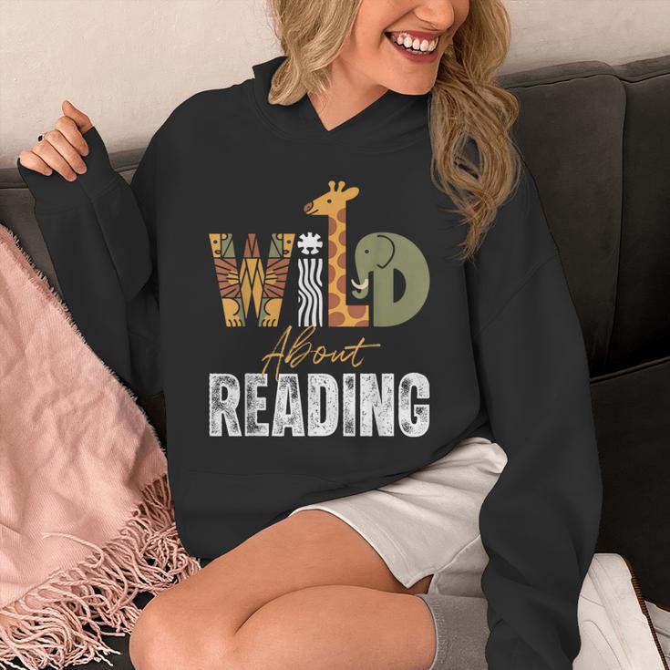 Wild About Reading Books Animal Theme Bookworm Library Day Unisex Hoodie Wild About Reading Books Animal Theme Bookworm Library Day Unisex Hoodie