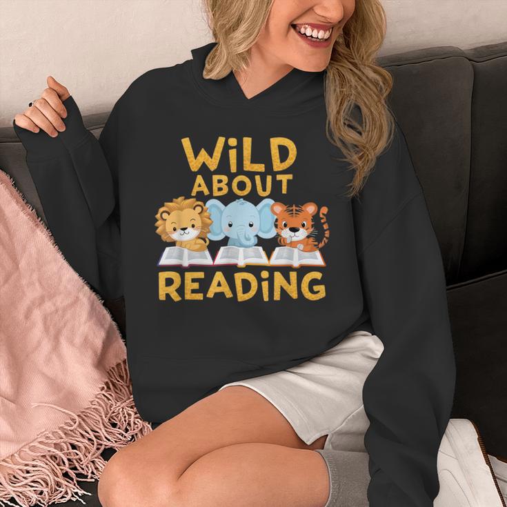Wild About Reading Cute Animal Book Lover Kids Unisex Hoodie