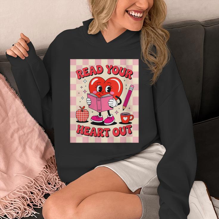 Women's Read Your Heart Out Groovy Bookish Valentine Day Women Girls Unisex Hoodie