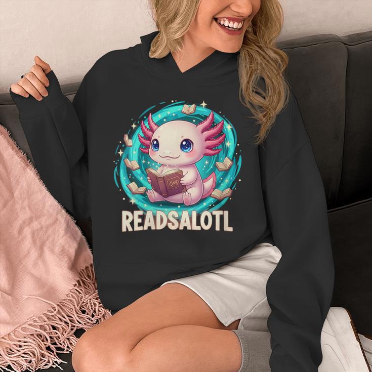 Women's Readsolotl Kawaii Axolotl Reading Book Lover Unisex Hoodie Women's Readsolotl Kawaii Axolotl Reading Book Lover Unisex Hoodie