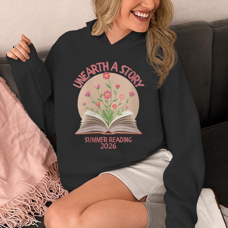 Women's Unearth a Story 2026 Summer Reading Program Flowers Book Unisex Hoodie