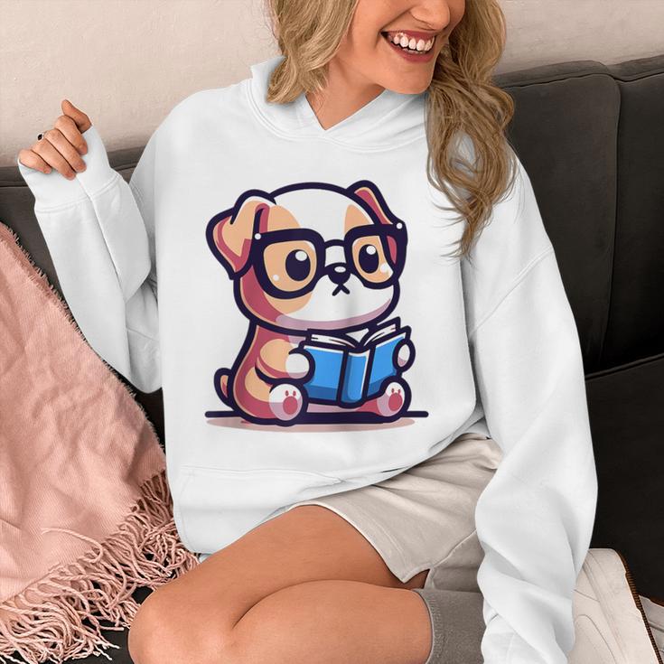 Adorable Book Lover Bulldog With Reading Glasses Cute Raglan Baseball Tee Unisex Hoodie