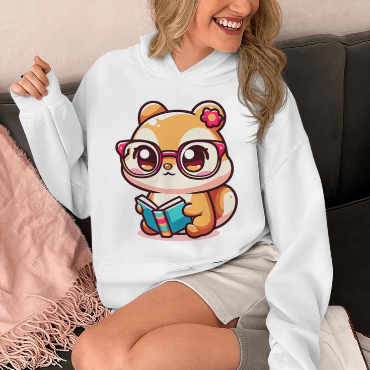 Adorable Book Lover Chipmunk With Reading Glasses Cute Premium Unisex Hoodie