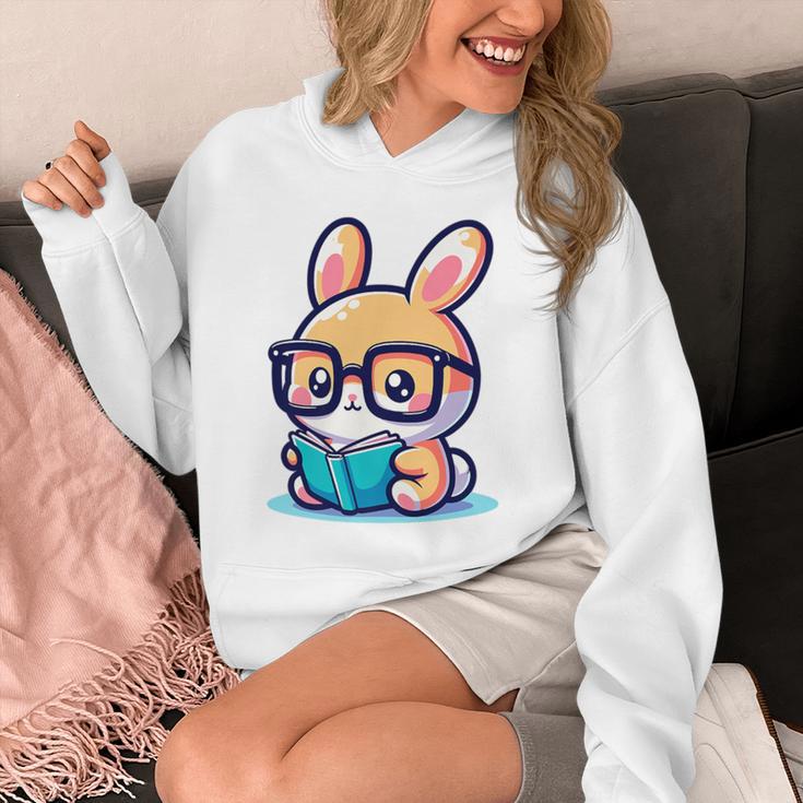 Adorable Book Lover Rabbit With Reading Glasses Cute Premium Unisex Hoodie