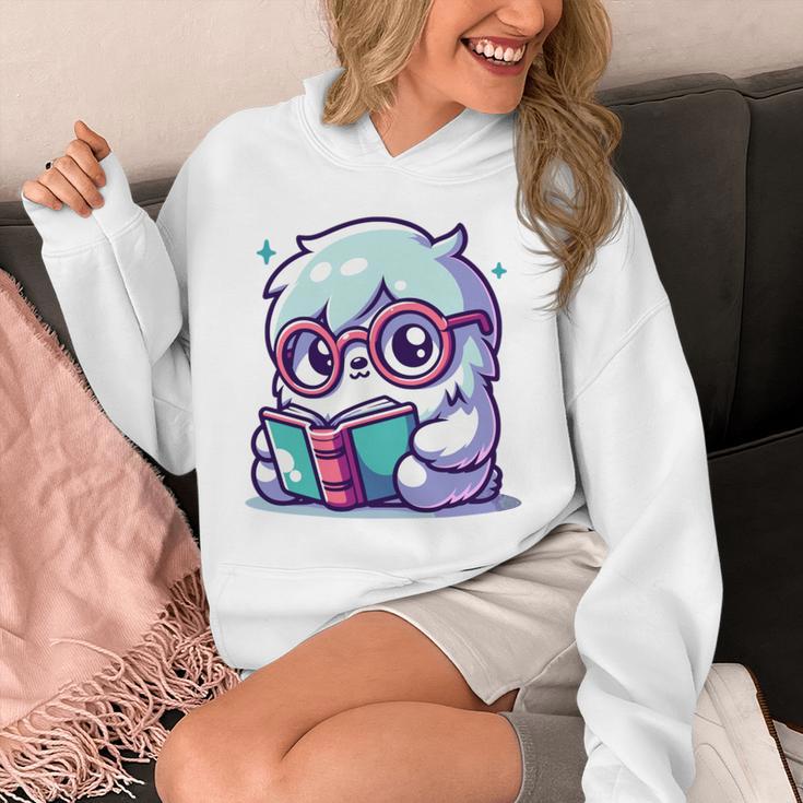 Adorable Book Lover Yeti With Reading Glasses Cute Unisex Hoodie