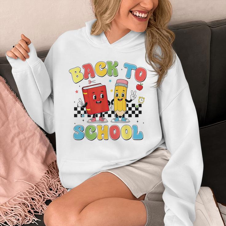 Back To School Checkered Book Pencil Groovy Teacher Student Unisex Hoodie Back To School Checkered Book Pencil Groovy Teacher Student Unisex Hoodie