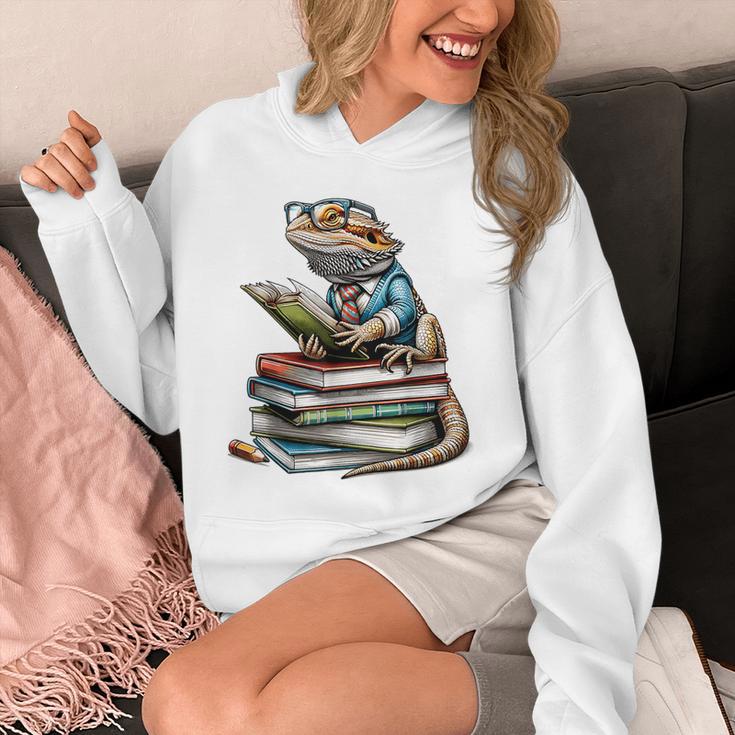 Bearded Dragon Reading Books Matching Bookworm Librarian Unisex Hoodie