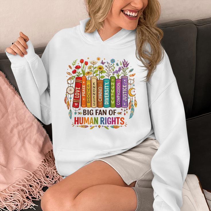 Boho Floral Book Big Fan Of Human Rights Liberal Protest Unisex Hoodie